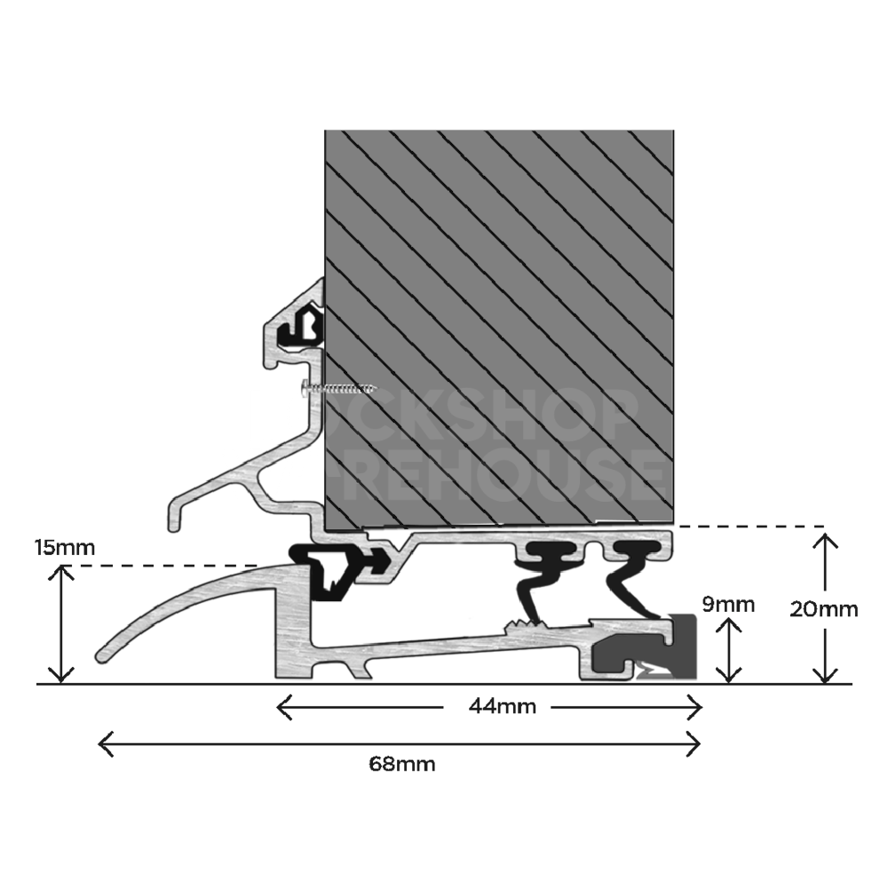Dimensions Image: EXITEX MWK 20 Threshold Door Sill Inward Opening Part M Disabled 914mm