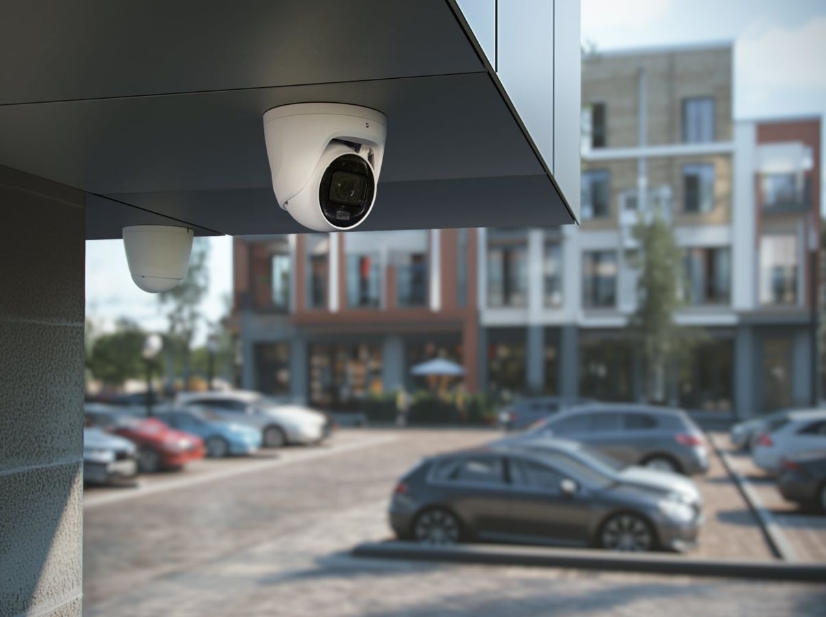 TurretCam HLVF mounted outside overlooking a car park