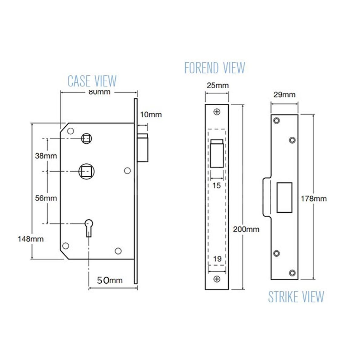 Dimensions Image: Union 3R35X Non-Deadlocking Latch