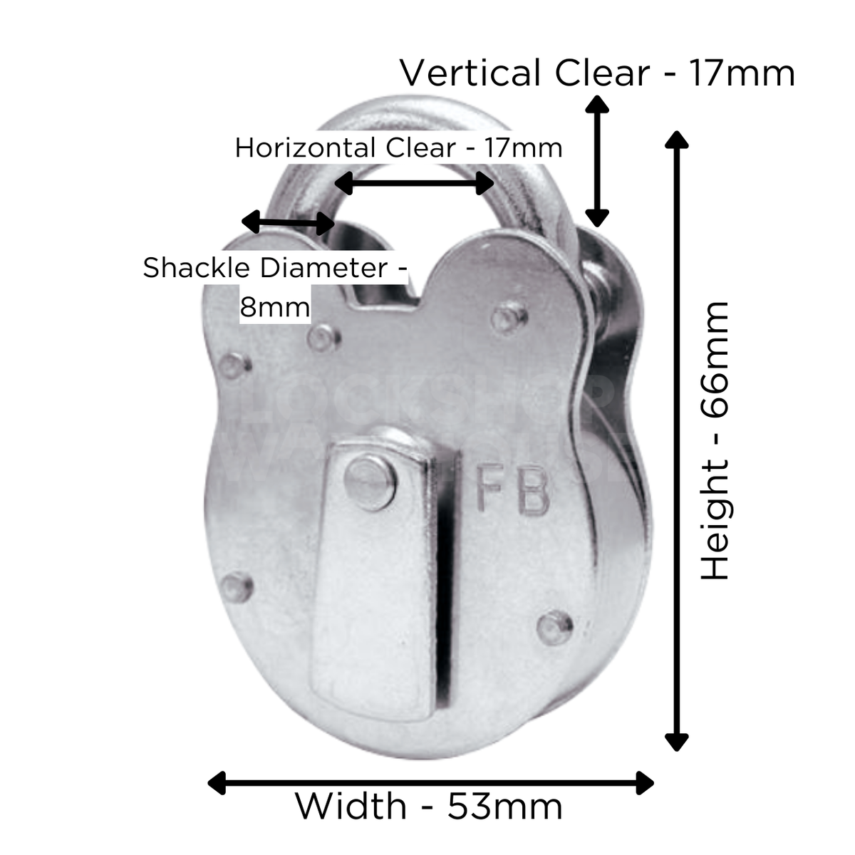 Dimensions Image: FB1 Fire Brigade Padlock