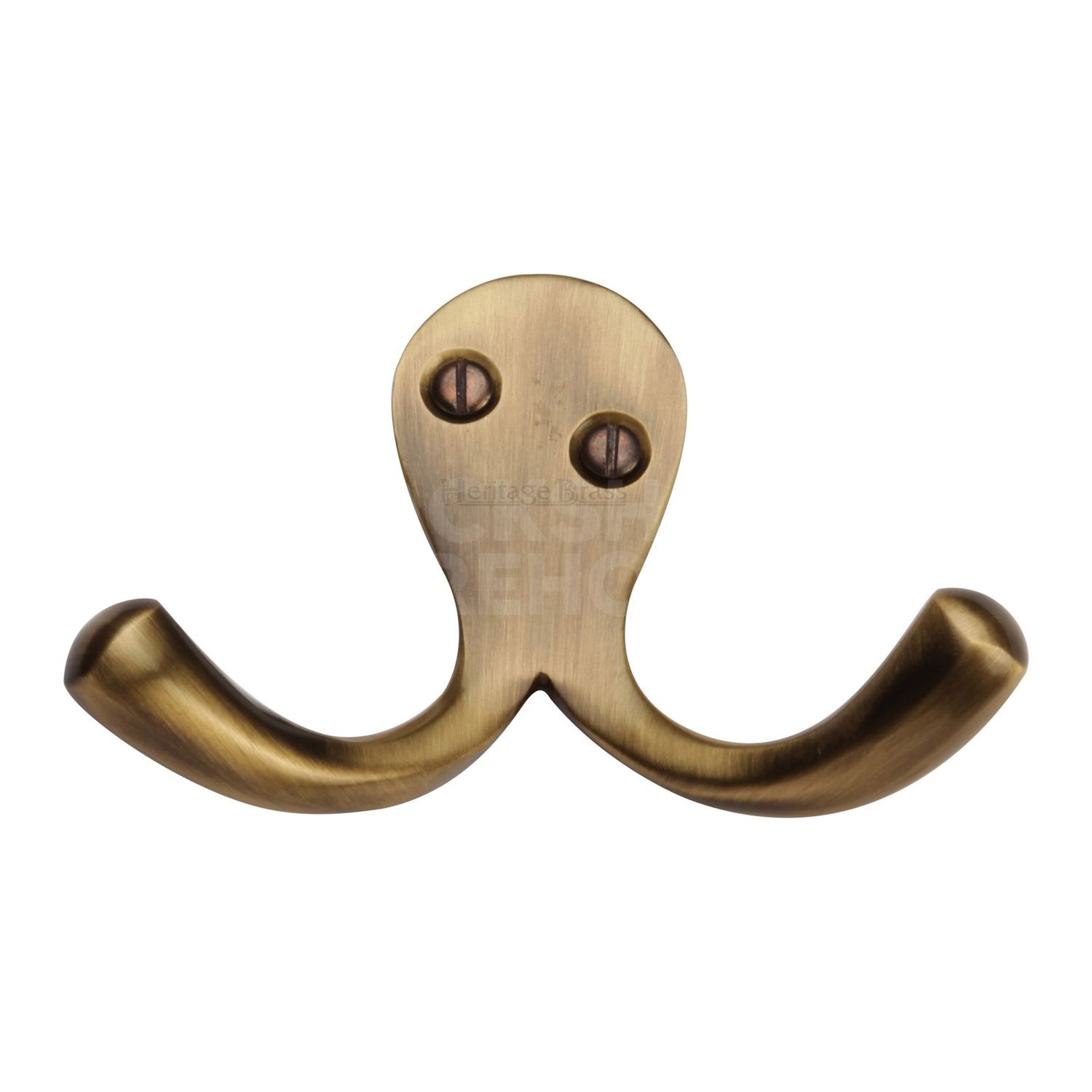 Traditional Double Coat Hook - V1060 by Heritage Brass