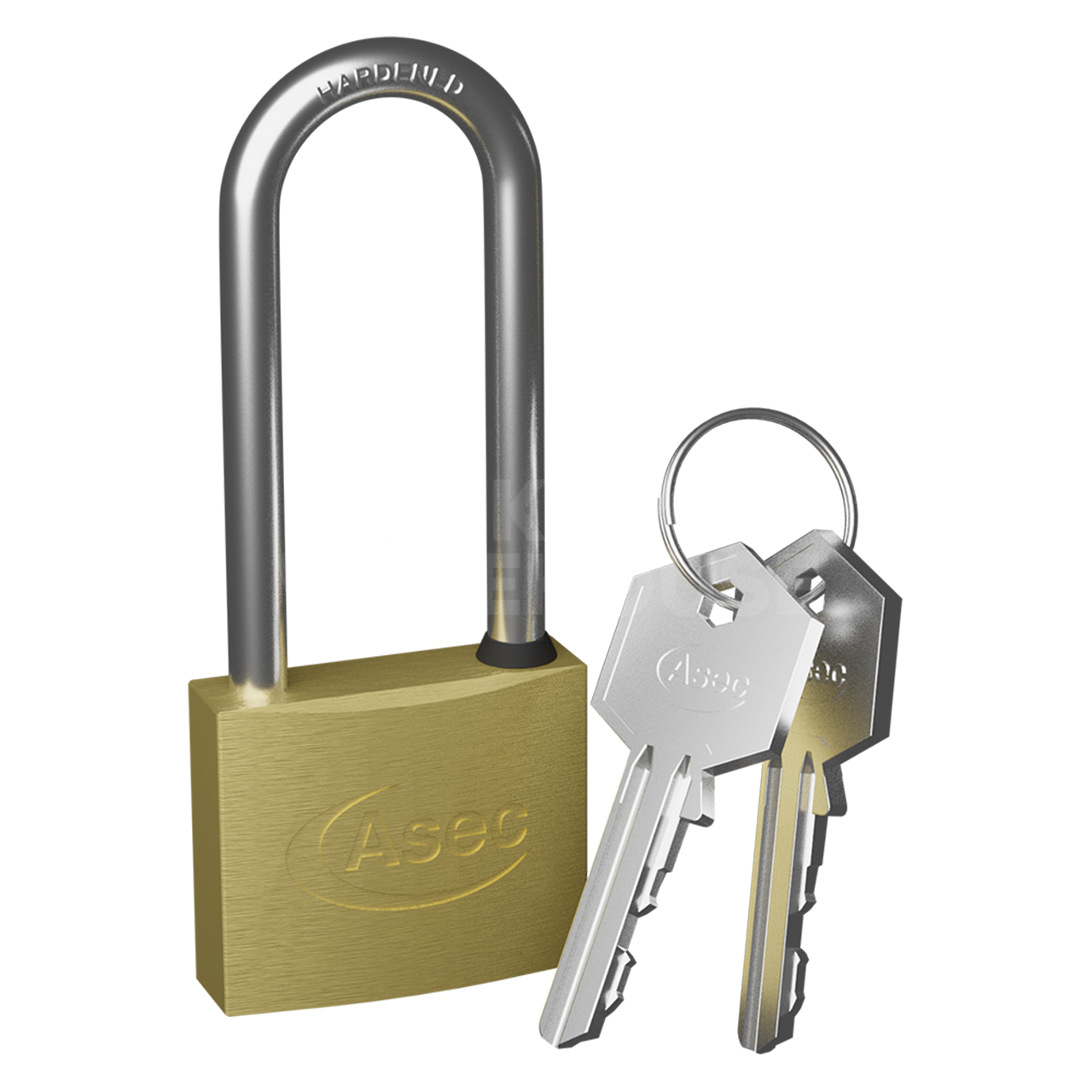 Dimensions Image: Asec 50mm Long Shackle Solid Brass Padlock