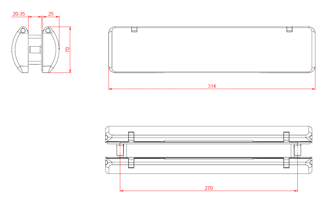 Dimensions Image: Ultion Sweet Panel Letterplate