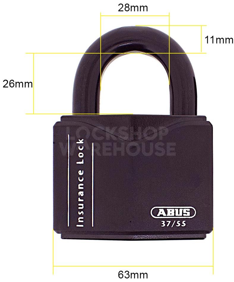 Dimensions Image: ABUS Granit 37/55 Padlock