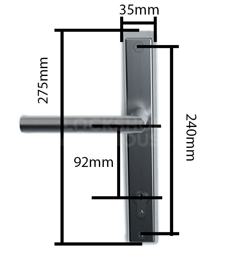 Dimensions Image: STEALTH Commander 92PZ High Security Handle - 240mm Centres