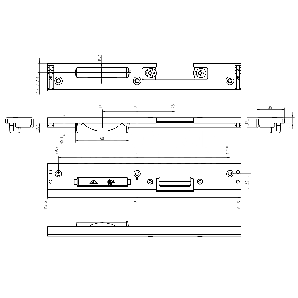 Dimensions Image: ROTO Centre Keep For System10 &amp; Halo