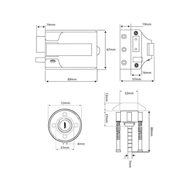 Dimensions Image: Ingersoll SC71 Cylinder Deadbolt