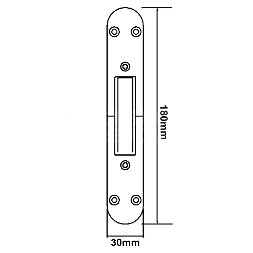 Dimensions Image: FULLEX XLC Crimebeater Deadbolt Keep Radius Forend - XLC0006-KE
