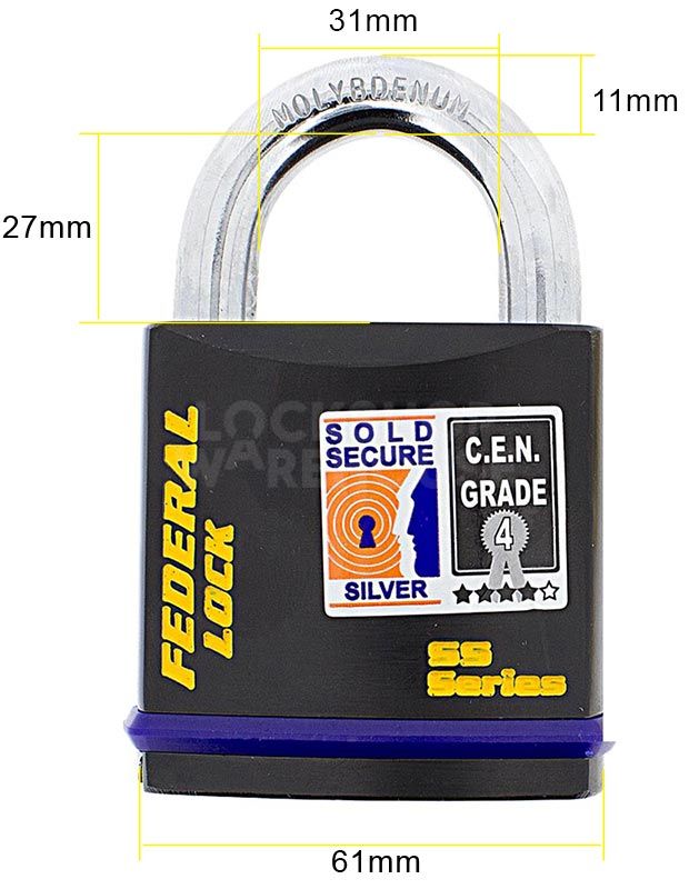 Dimensions Image: Federal 730 Padlock