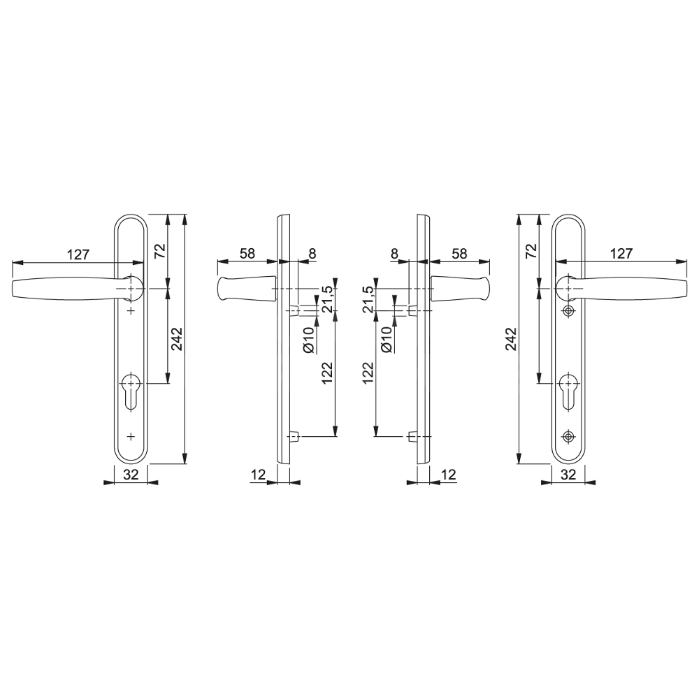 Hoppe Atlanta Lever on Narrow Backplate 92mm Centres