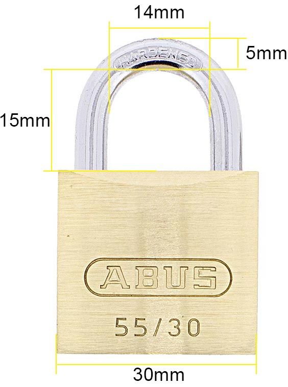 Dimensions Image: ABUS 55/30 Brass Padlock