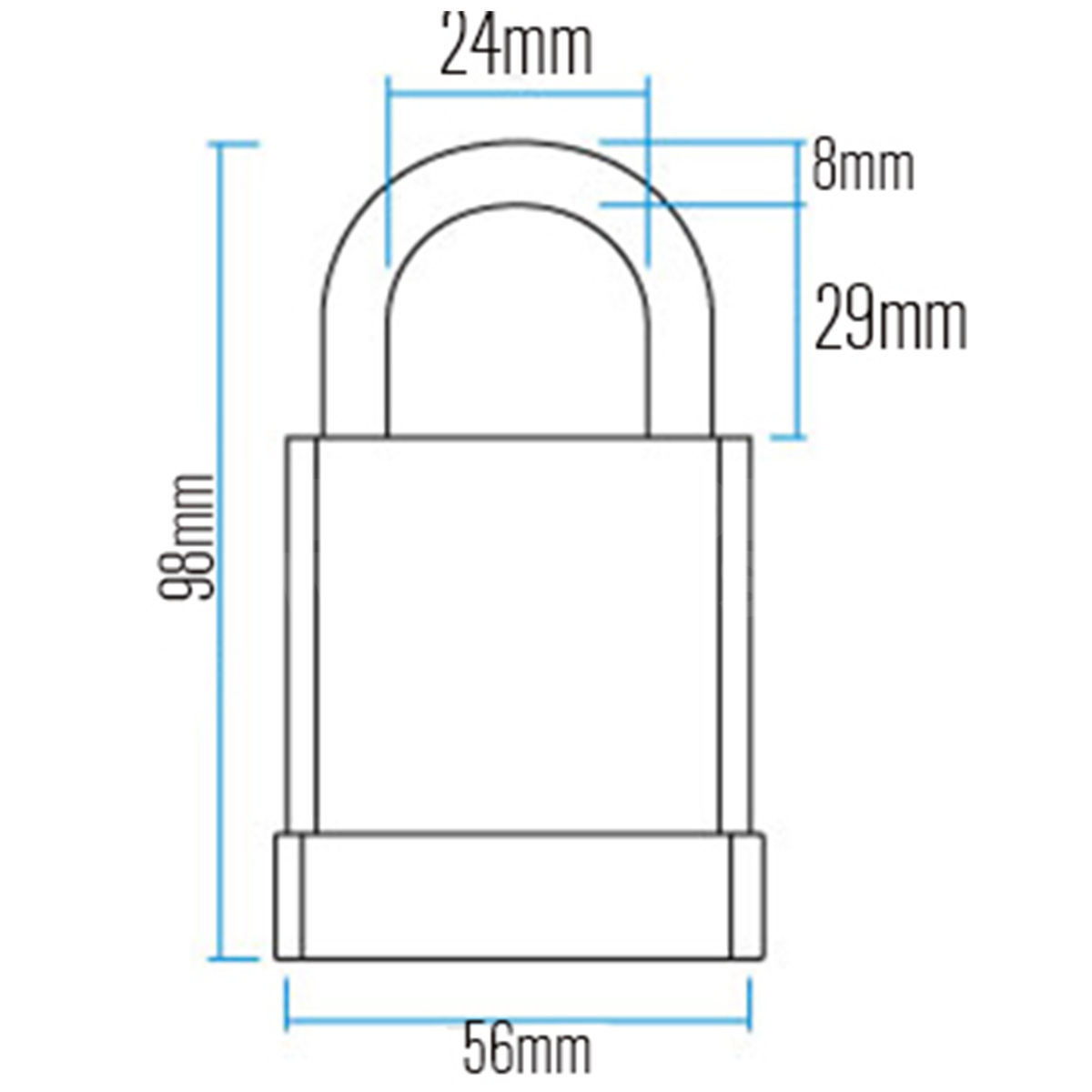 Dimensions Image: ABUS Pfaffenhain 83WPIB/53 Submariner Rust-Proof Padlock