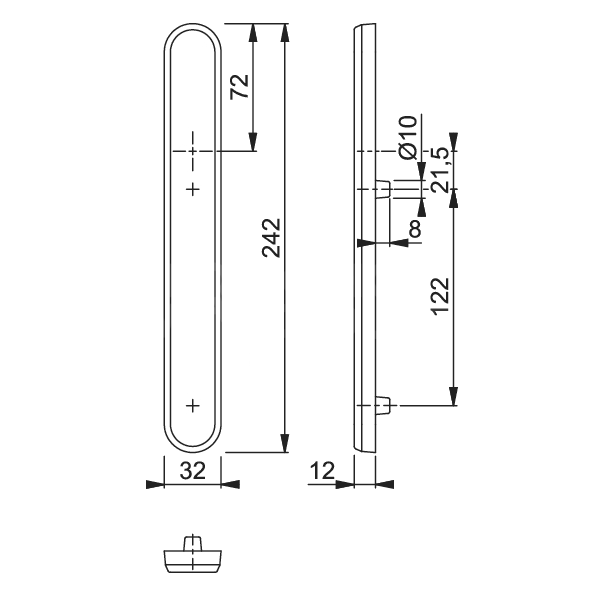 Dimensions Image: HOPPE Birmingham External Blank Plate