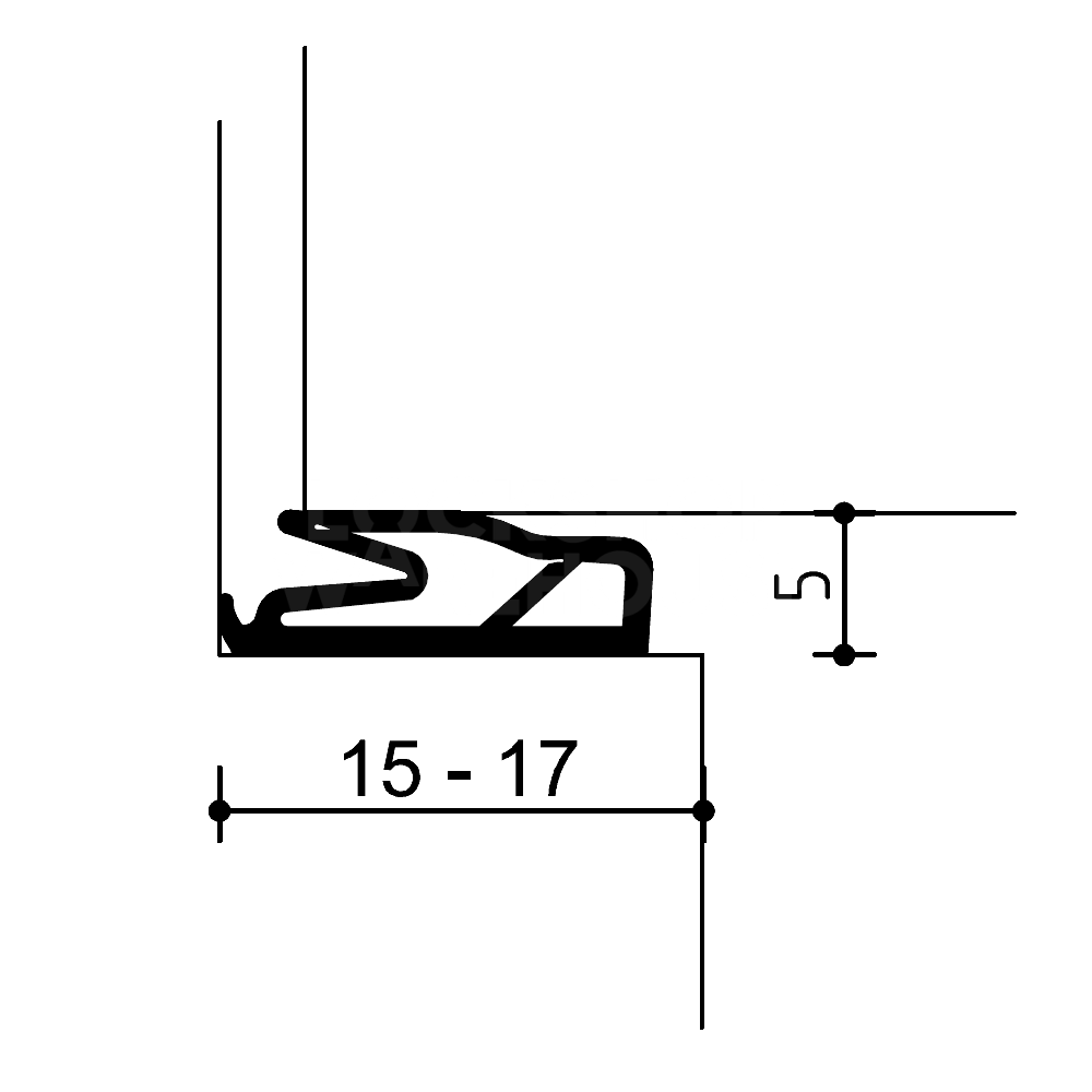 Dimensions Image: DEVENTER Self Adhesive Interior Door Draught Strip S 6699 K - Black (1 Metre)