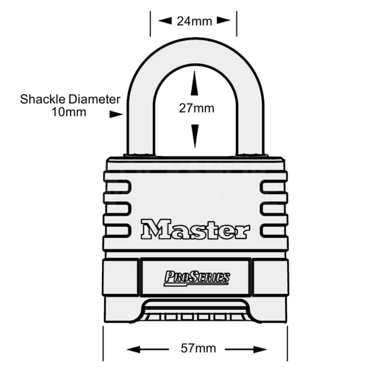 Dimensions Image: Masterlock 1175D resettable combination padlock