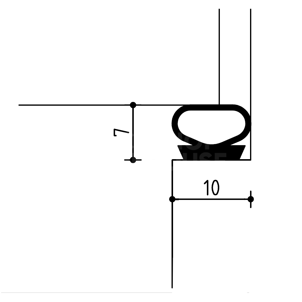Dimensions Image: DEVENTER Self Adhesive Renovation Draught Strip S 9612 K - Black (1 Metre)
