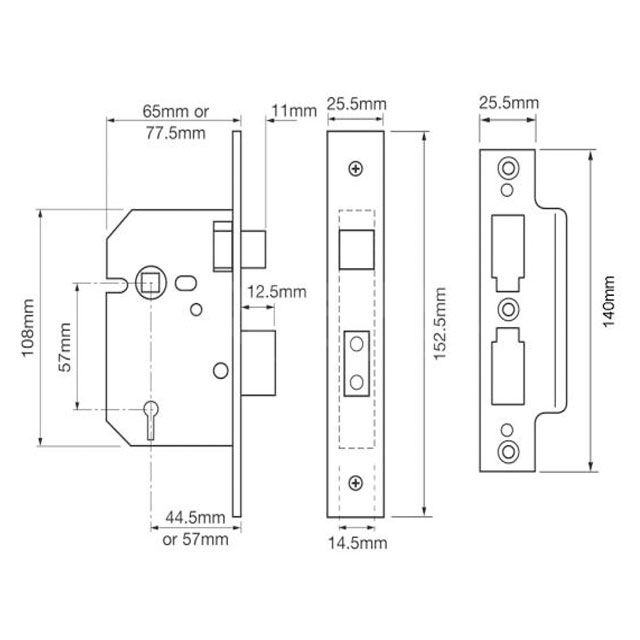 Dimensions Image: Union 2201 Sashlock