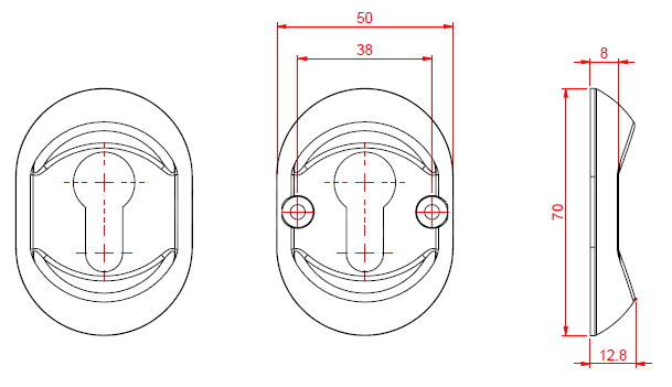 Dimensions Image: Ultion Sweet Euro Profile Escutcheon Pair