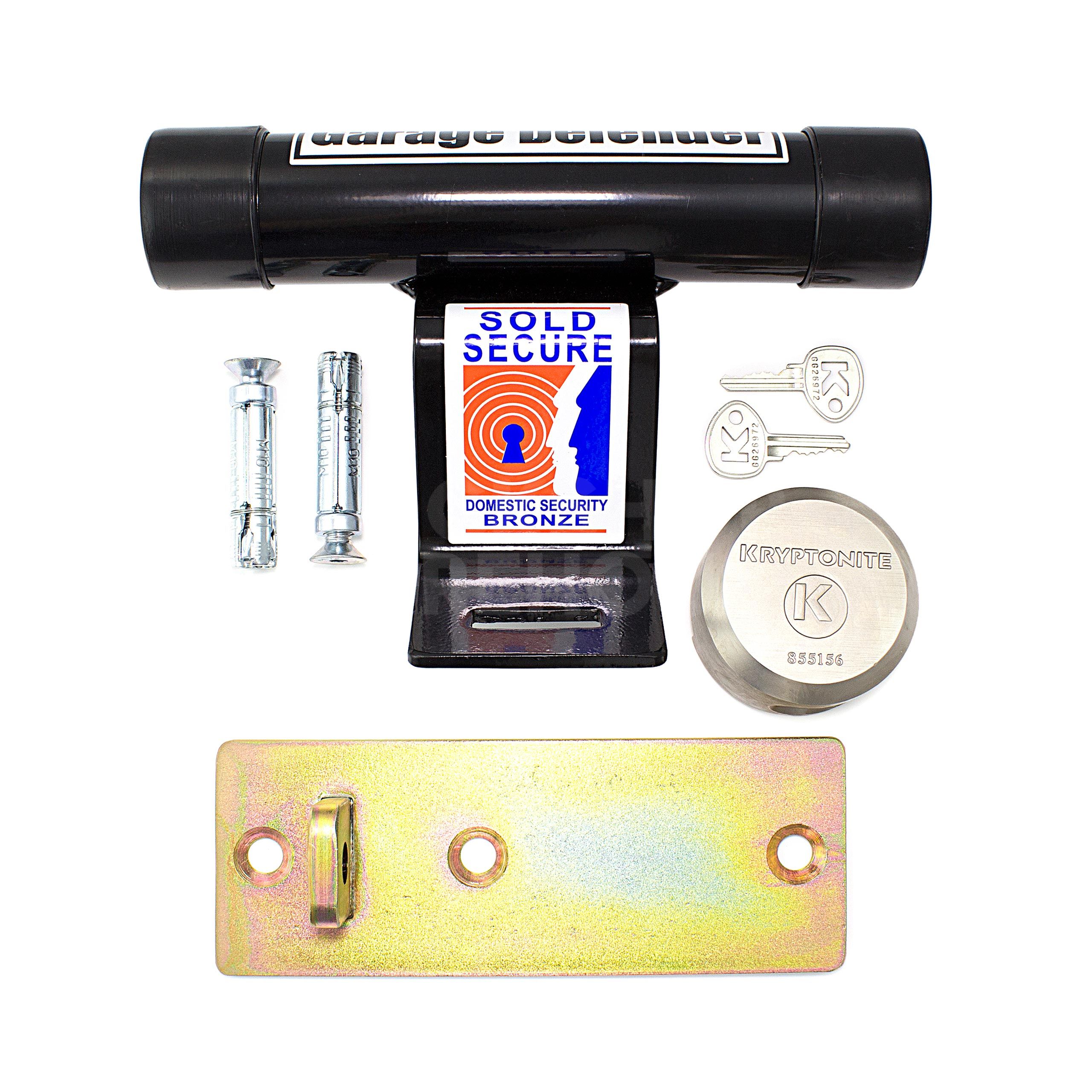 Dimensions Image: PJB Garage Door Defender (Black) with Kryptonite Padlock