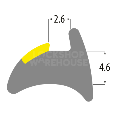 Dimensions Image: REDDIPLEX UPVC 4.6mm Yellow Wedge Gasket To Suit UPVC Doors &amp; Windows - 4.6mm