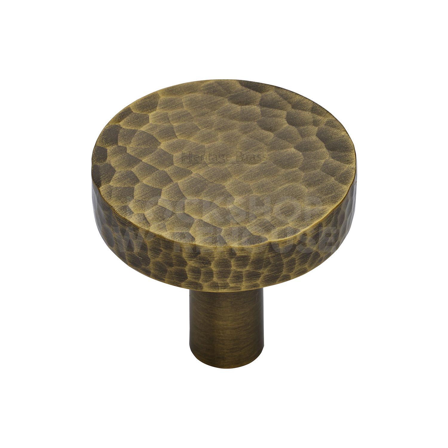 Heritage Brass Hammered Disc Cabinet Knob
