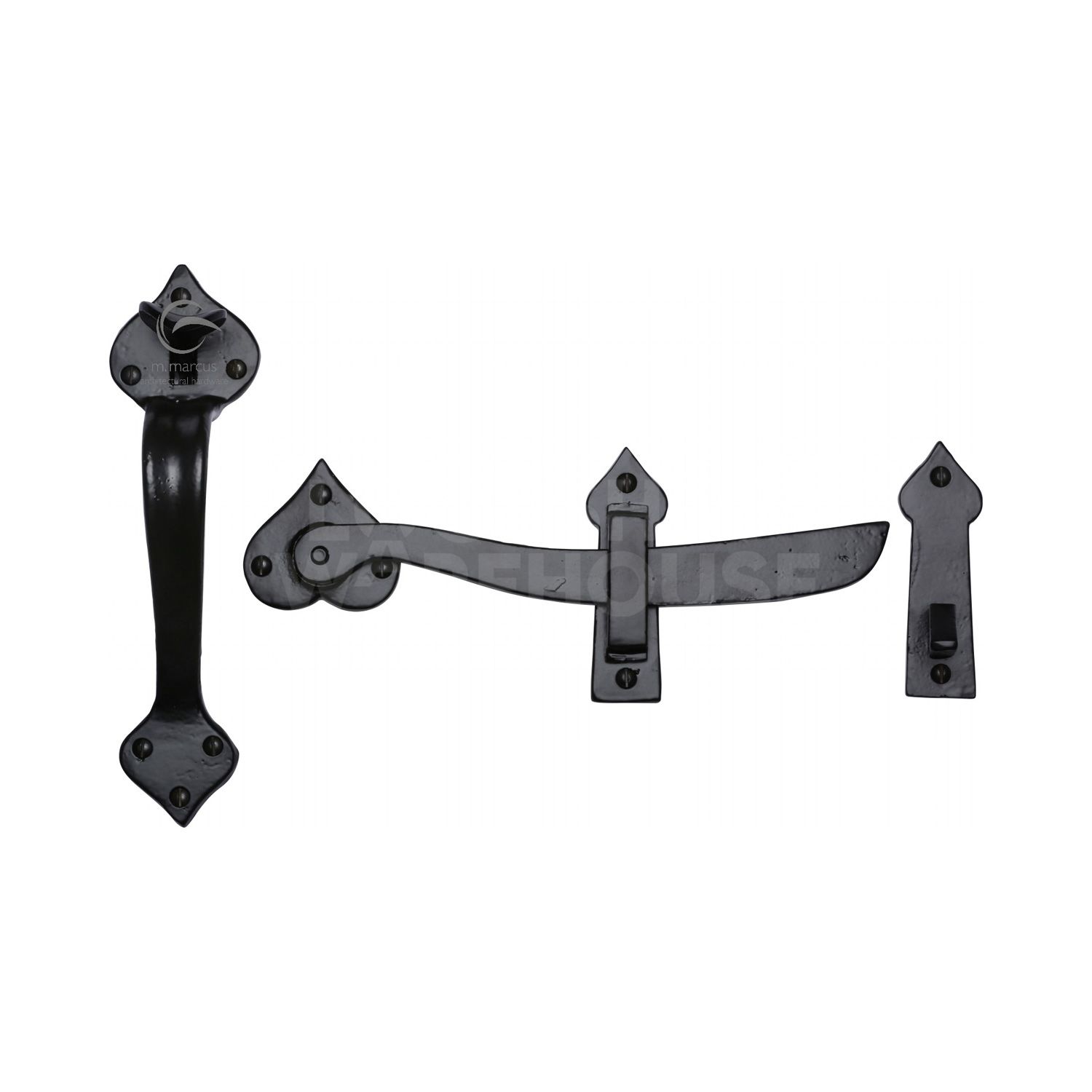 Traditional Black Iron Curved Gate Latch by M Marcus