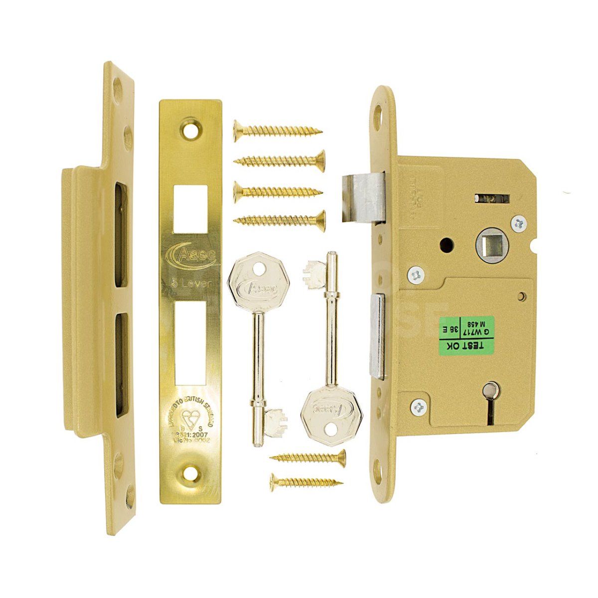 Dimensions Image: Asec Five Lever Sashlocks (BS3621 :2007)