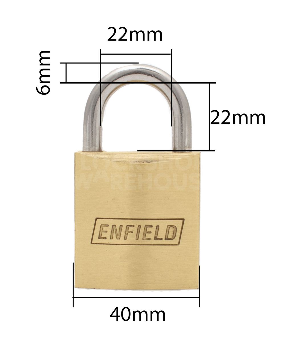 Dimensions Image: Enfield ER40 Brass Padlock (previously Papaiz)