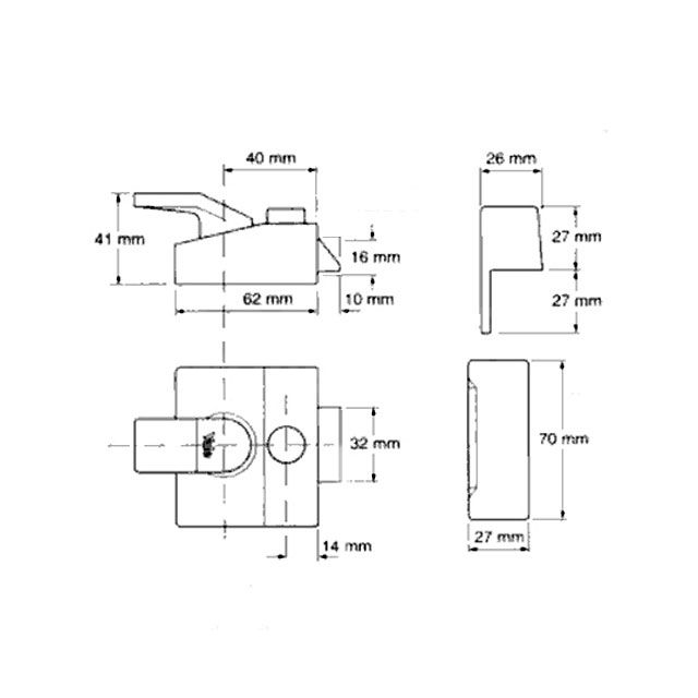 Dimensions Image: Yale 85 Deadlocking Nightlatch: Reversed (40mm)