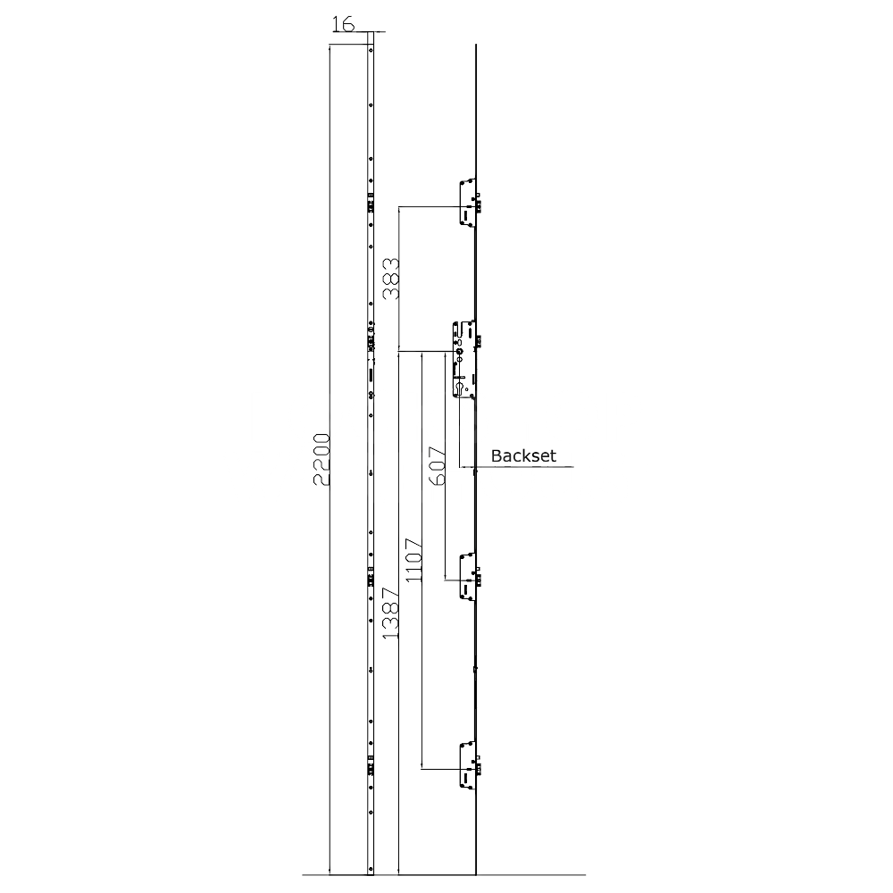 Dimensions Image: Yale Lockmaster AutoEngage Heritage Multi-Point Lock