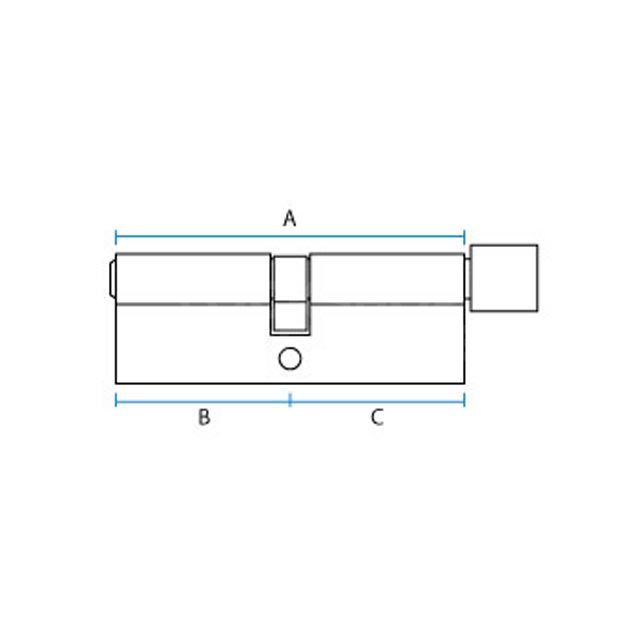 Dimensions Image: ASEC Euro Thumb-turn 1 Star Kitemarked Cylinders