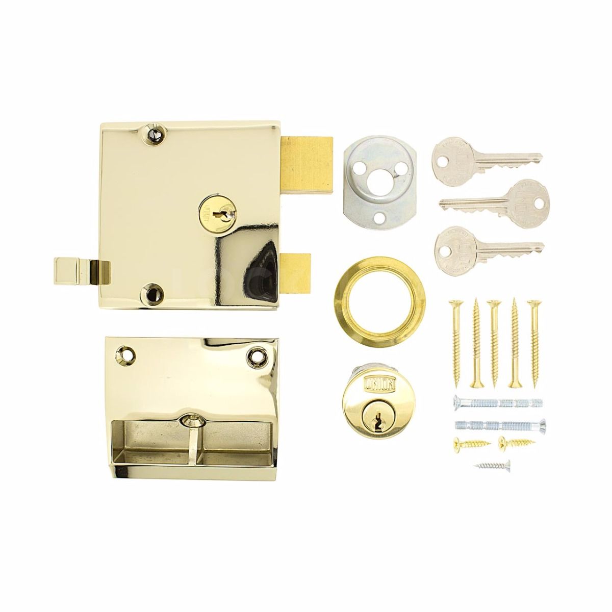 Dimensions Image: Union 1334 Cylinder Drawback Lock (50mm Backset)