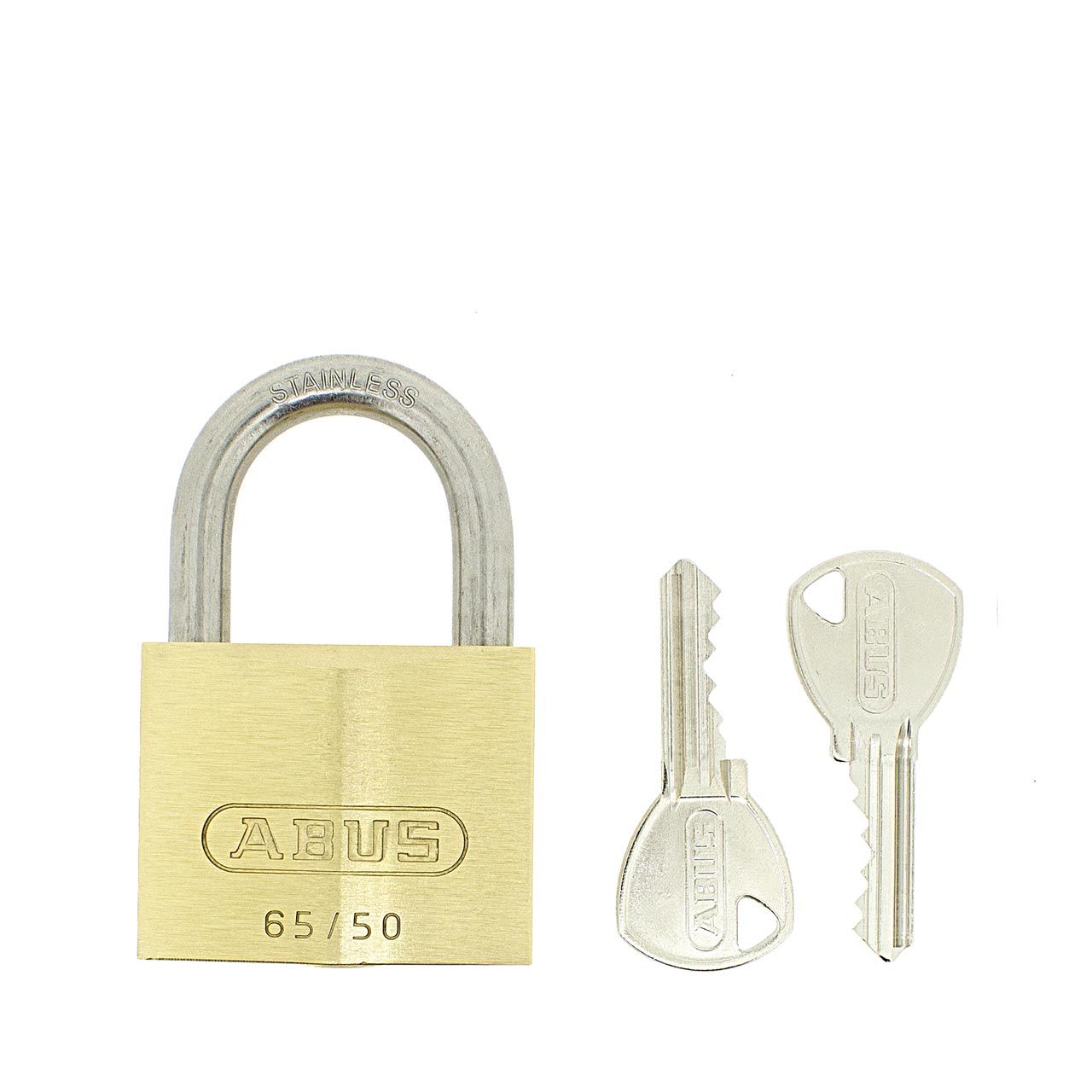 Dimensions Image: ABUS 65IB/50 Brass Padlock - Stainless Steel Shackle