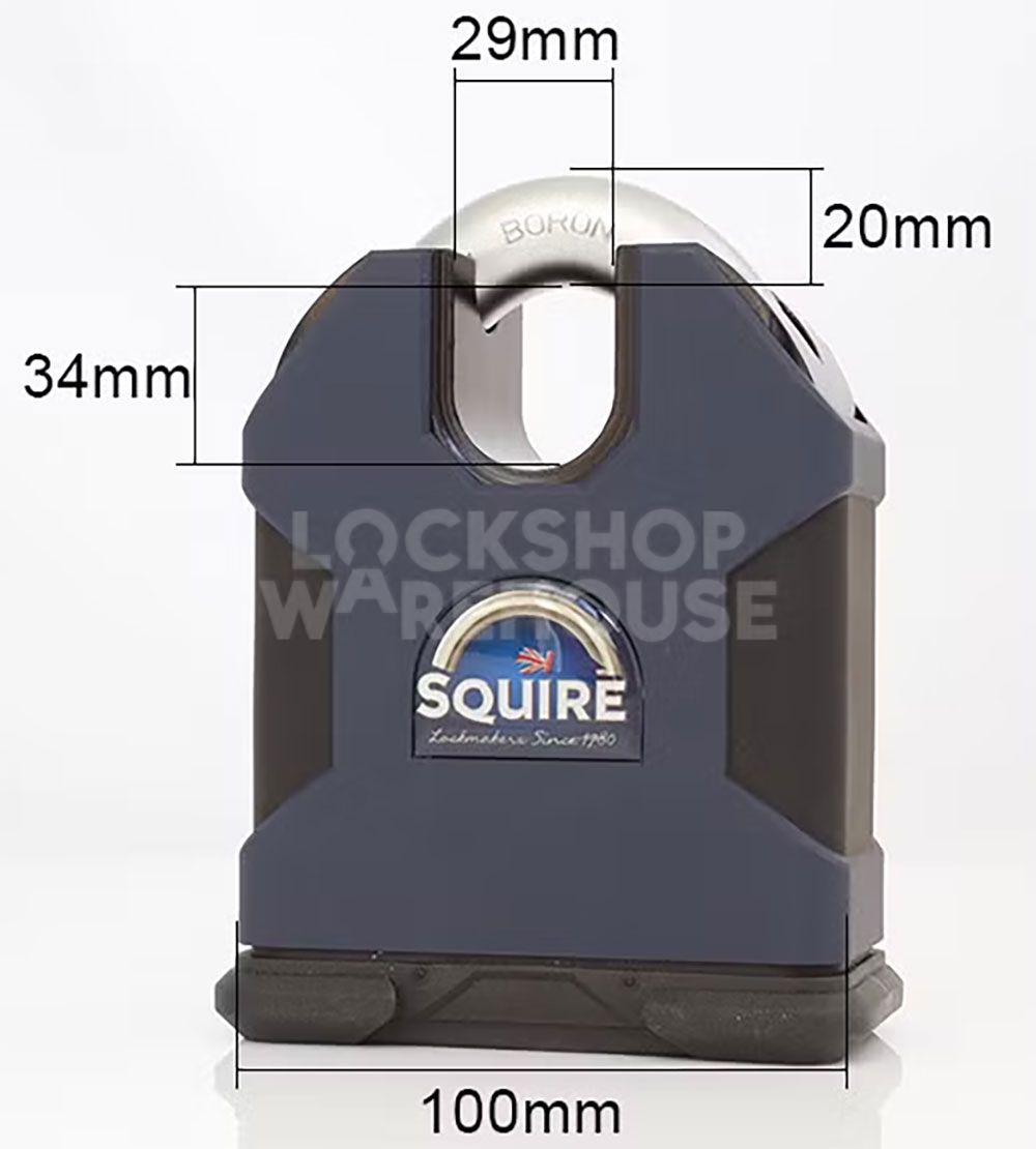 Dimensions Image: SQUIRE Stronghold® SS100CS Padlock with Inigma Key System