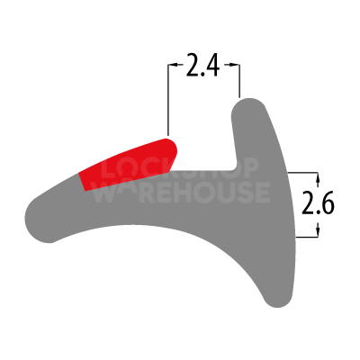 Dimensions Image: REDDIPLEX UPVC 2.6mm Red Wedge Gasket To Suit UPVC Doors &amp; Windows - 2.6mm