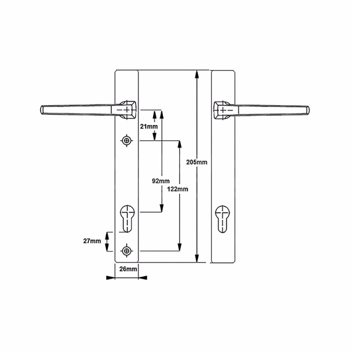 Gallery Image: Hoppe UPVC Lever handles 92mm centres unsprung.