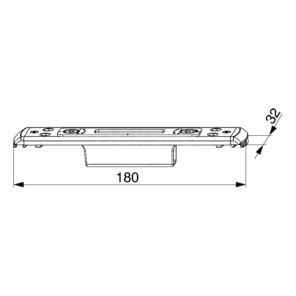 Dimensions Image: MACO M-TS Hook Keep MF-HO To Suit UPVC - Silver