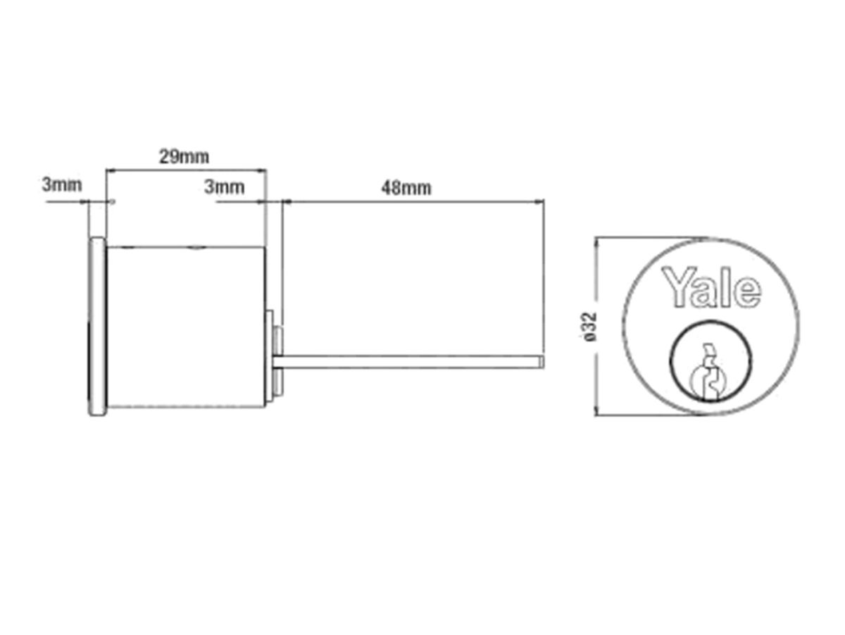 Dimensions Image: Yale X5 Rim Cylinder
