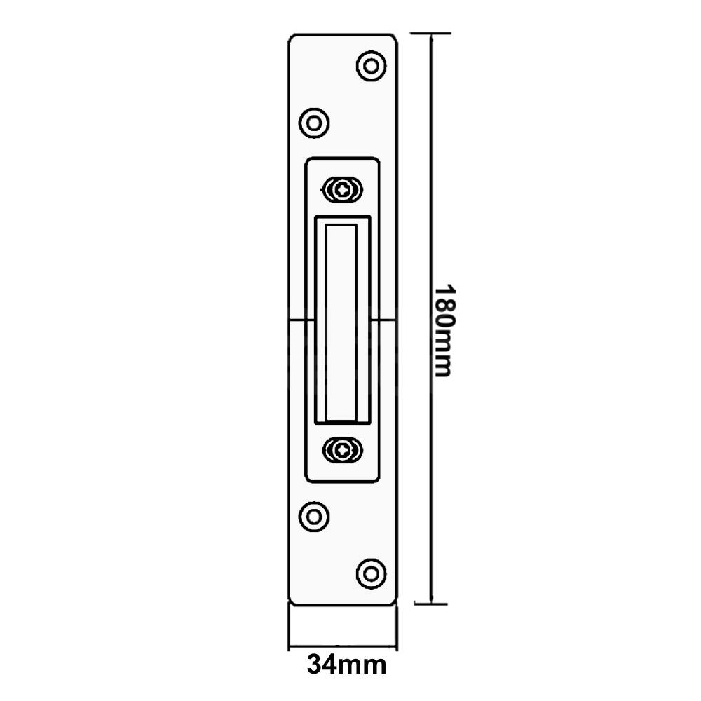 Dimensions Image: FULLEX XLC Crimebeater Deadbolt Keep Square Forend - XLC0005-KE