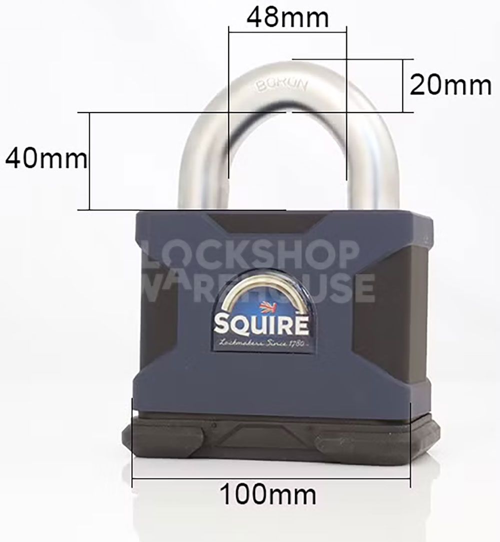 Dimensions Image: SQUIRE Stronghold® SS100S Padlock with Inigma Key System