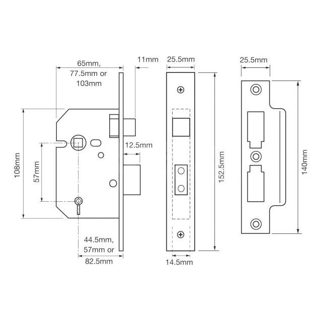 Dimensions Image: Union 2226 Bathroom Lock