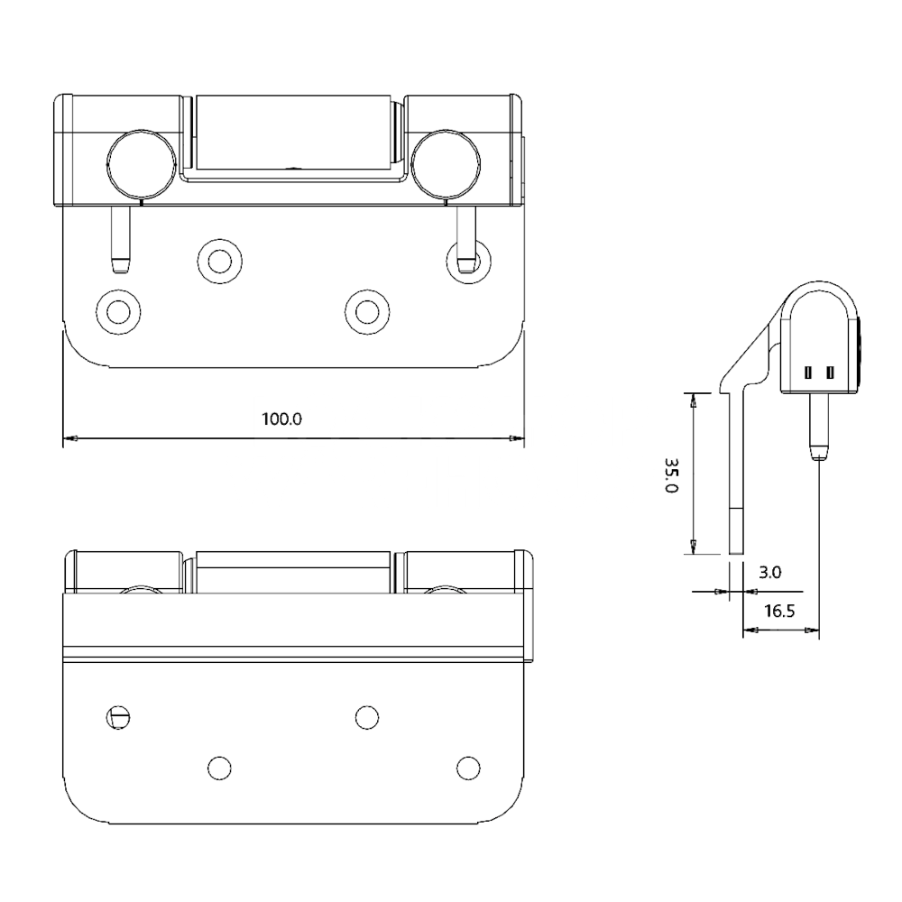 Dimensions Image: ERA Challenger Hinge Component For Composite &amp; Timber Door