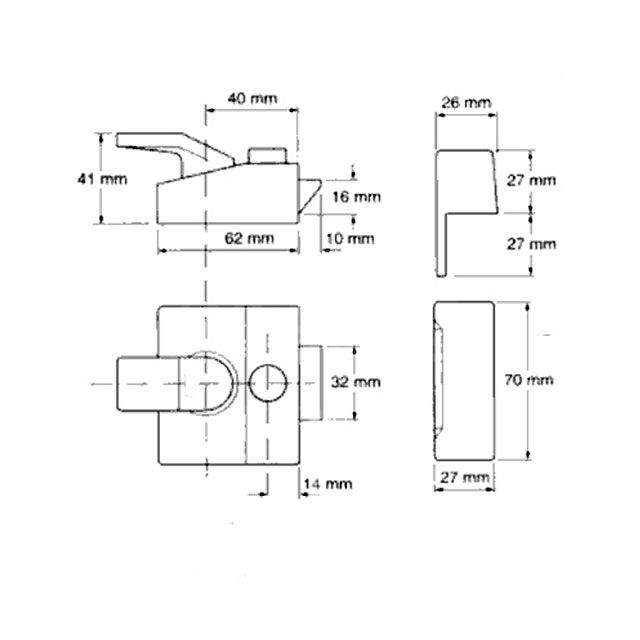 Dimensions Image: Asec Nightlatch 40mm