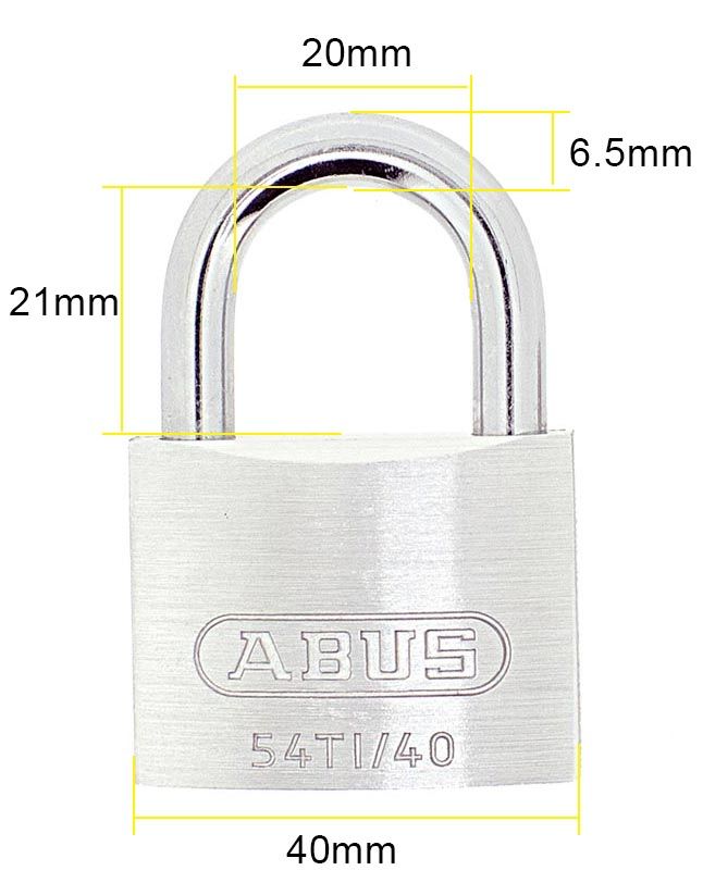 Dimensions Image: ABUS 54TI/40 Titalium Padlock