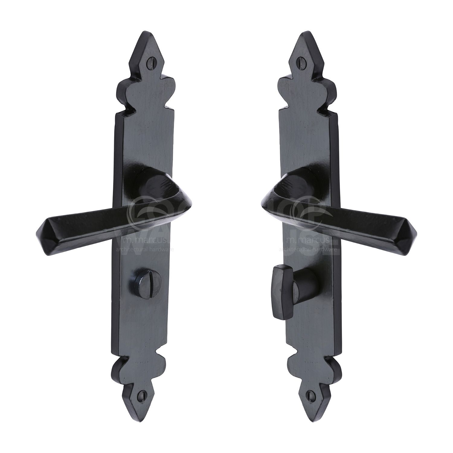 Gothic Revival Black Ironbridge Bathroom Handles (Pair) by M Marcus