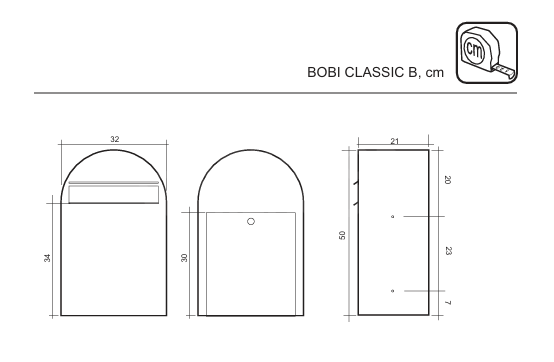 Dimensions Image: Bobi Classic B (Back Opening) Mailbox | Rear Access Post Box