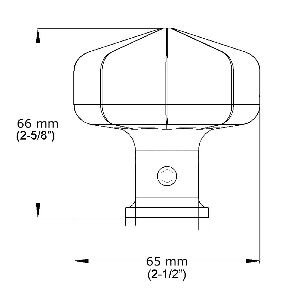 Dimensions Image: Gatemaster Solid Cast Iron Octagon Knob Gate Handle