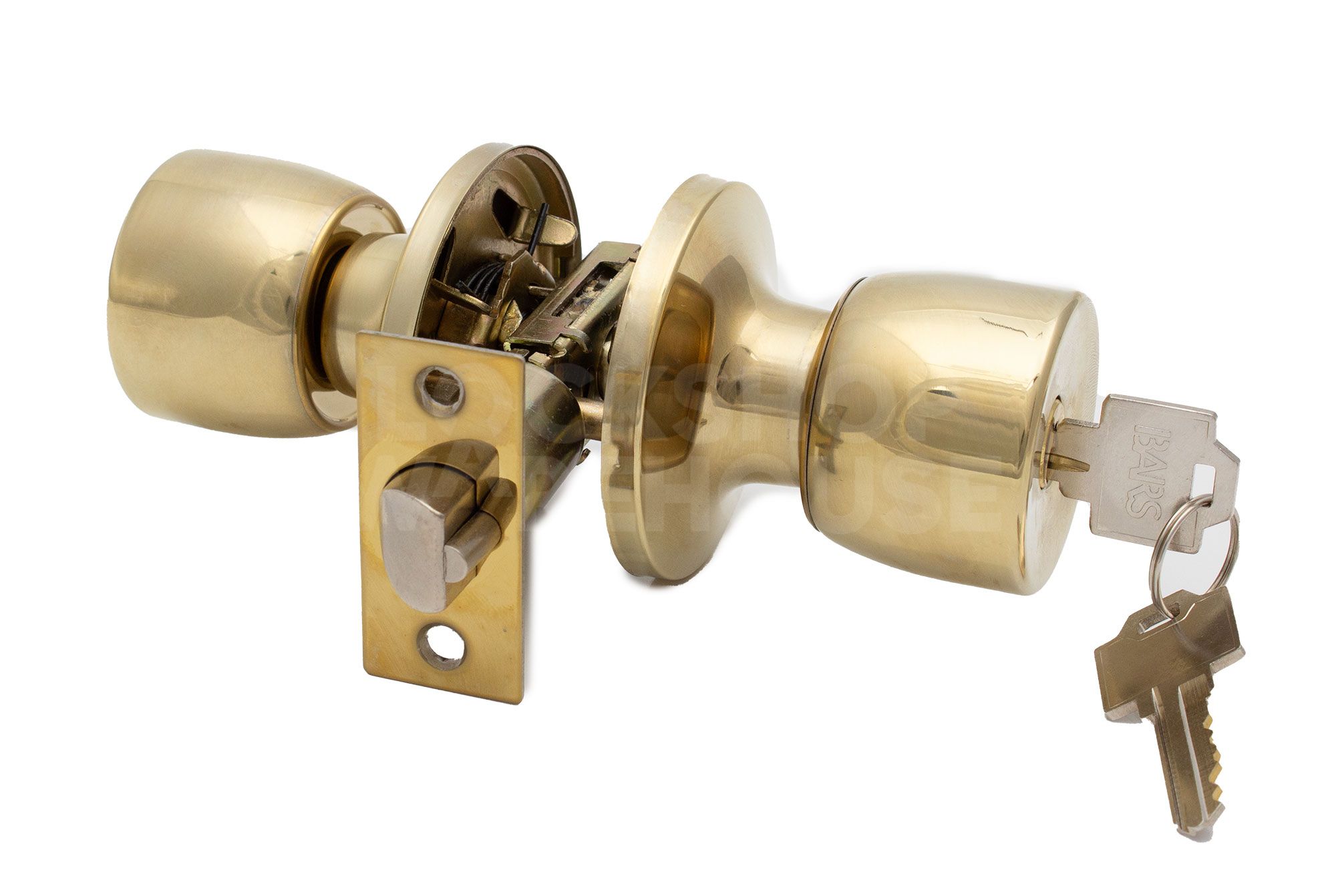 BARS Secure Knobset - Storeroom- Brass Finish