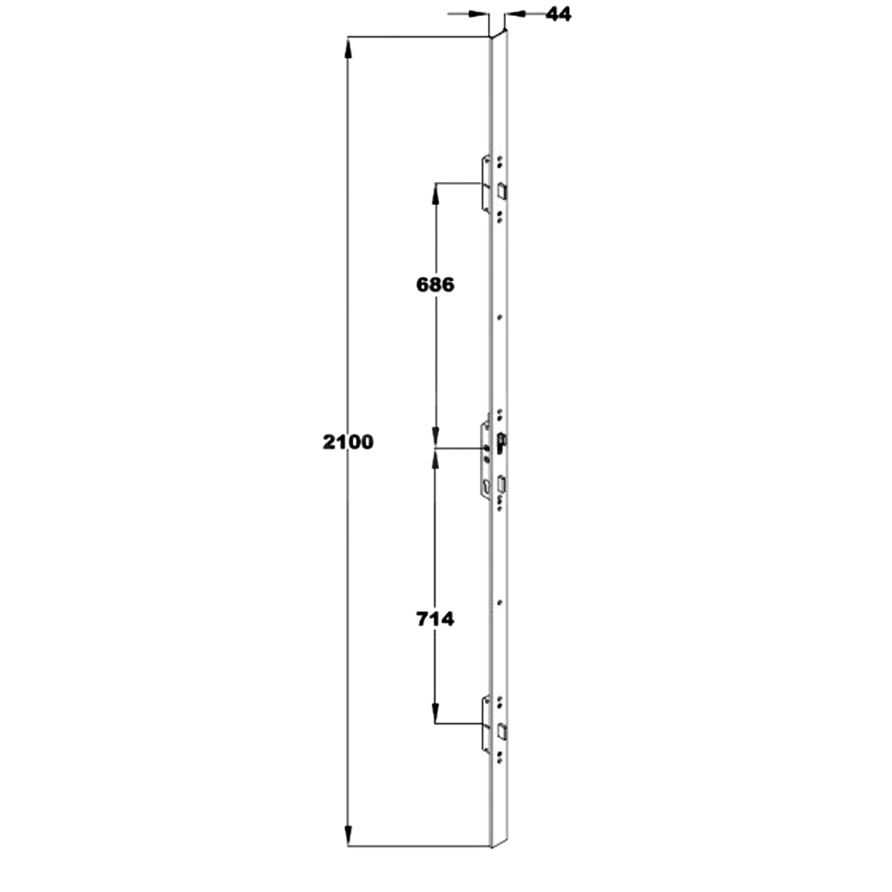 Dimensions Image: Fullex Crimebeater Twin Spindle Multipoint Door Lock