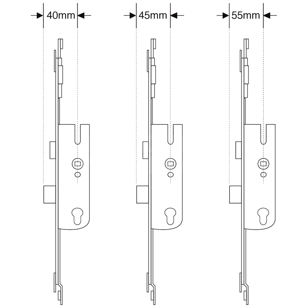 Dimensions Image: Asec Modular Repair Lock Centre Case Kit for Timber Doors